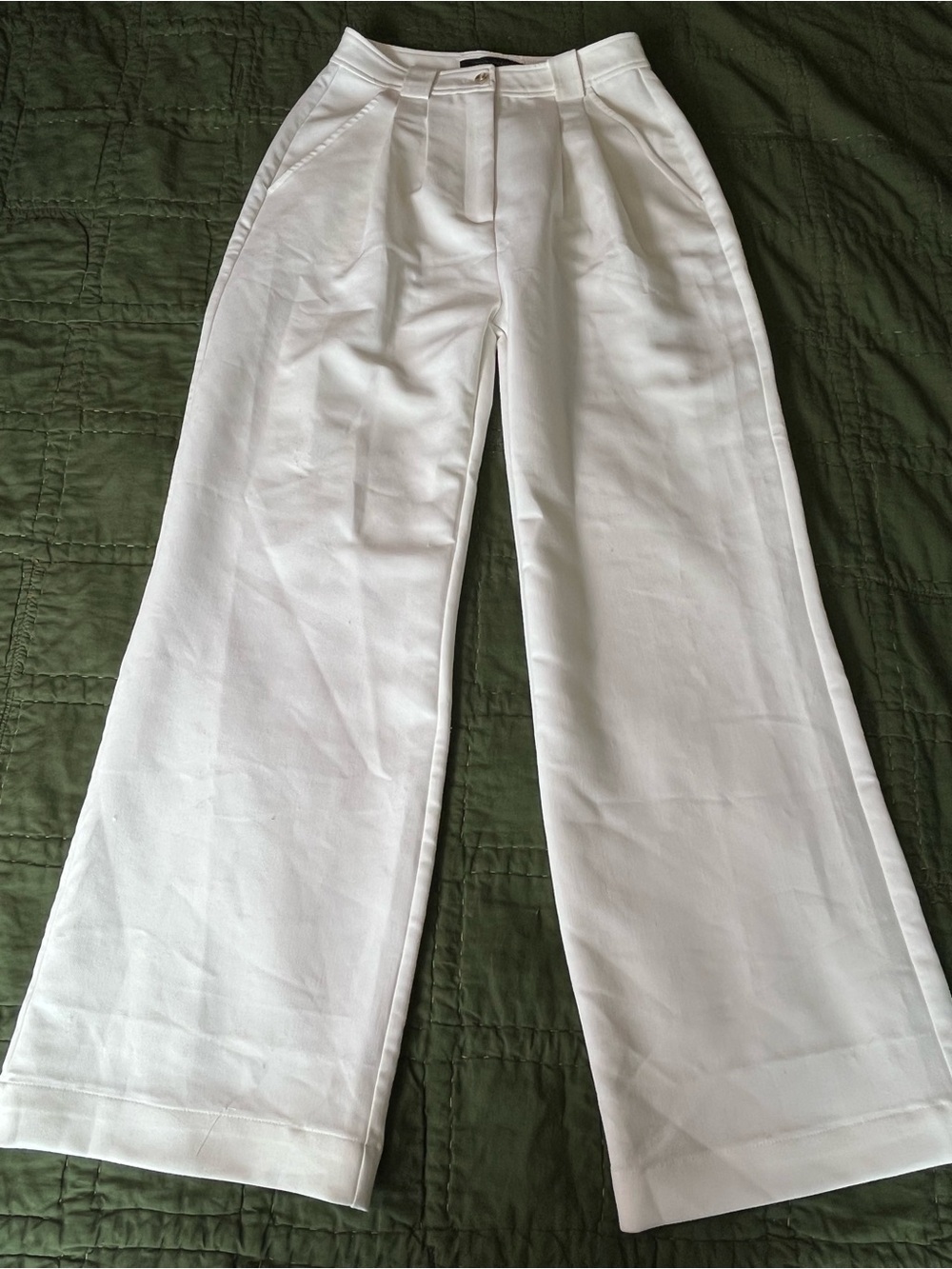 French Connection White Wide-Leg Chinos-Size 8